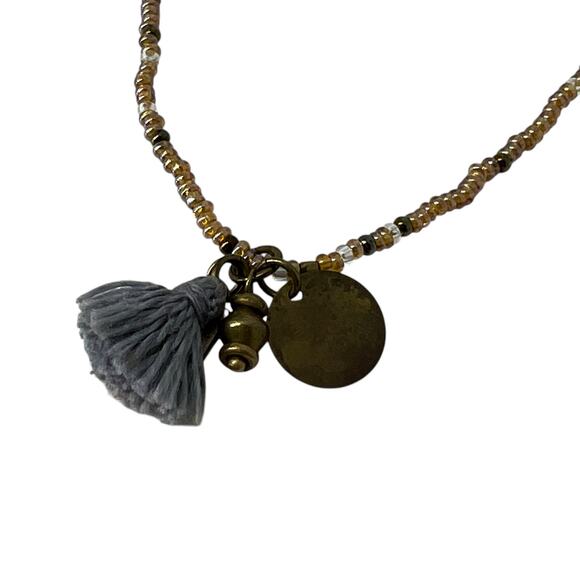 Me To We Boho Beaded Necklace with Gray Tassel & Charm Pendant - Picture 7 of 9